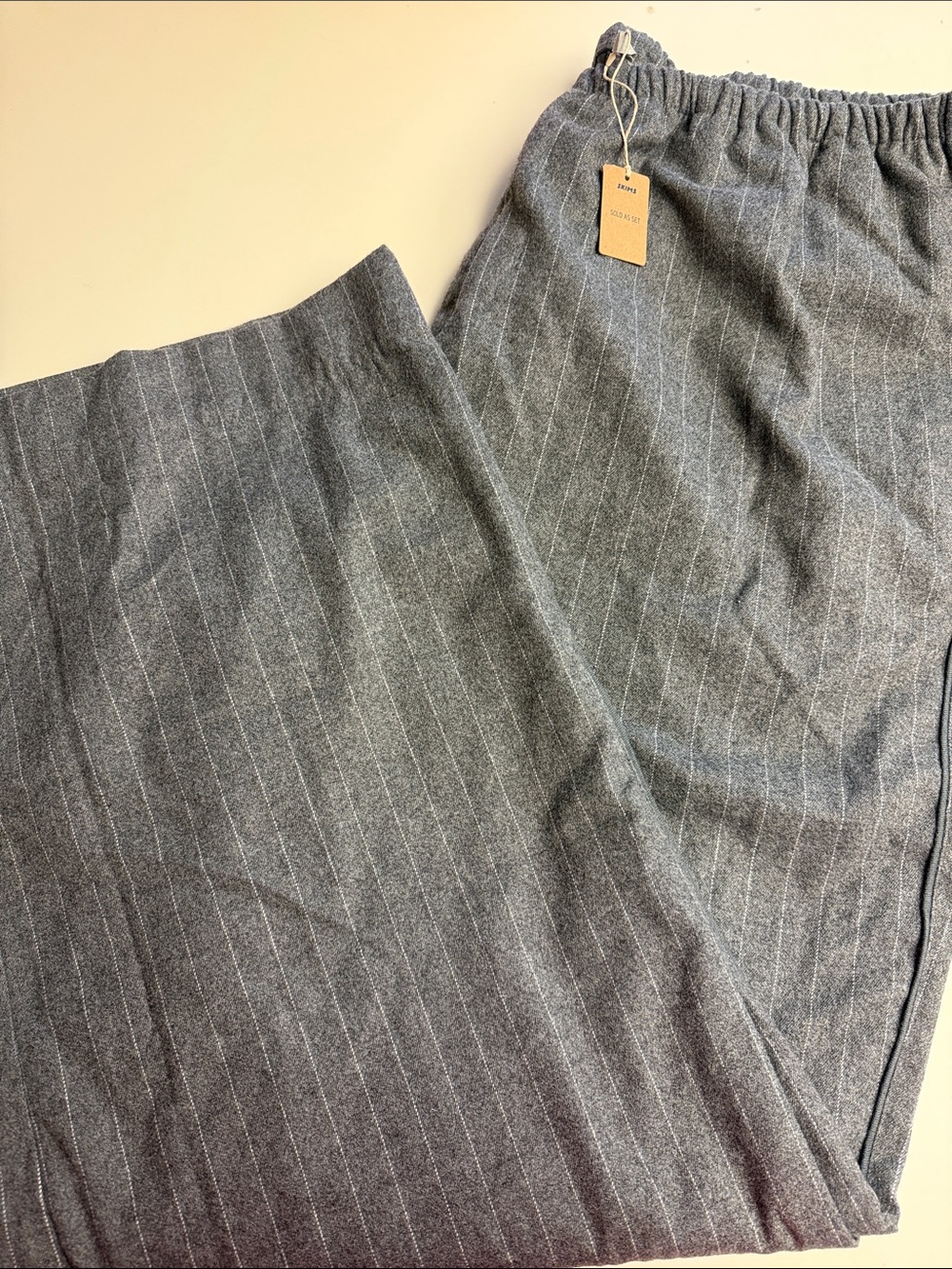 SKIMS Grey Pinstripe Wide Leg Trousers 2X